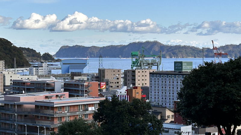 釜石の街並みと釜石湾