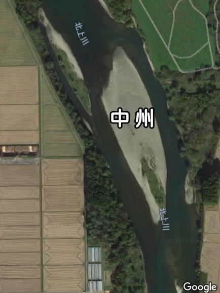 googlemap 北上川の中州